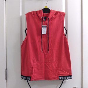 Large Babygirl Sleeveless Workout Hoodie NWT